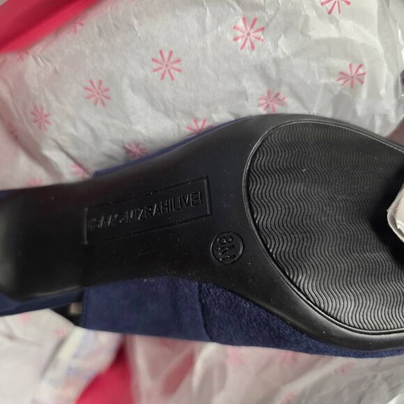 NIB ISAAC MIZRAHI‎ LIVE! JOSIE2 Dark Blue Suede Sling Back Kitten Heel Size 8M - Picture 7 of 7